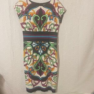 Nicole Colorful Patterned Midi Dress Feminine Playful Inspired Statement Maker
